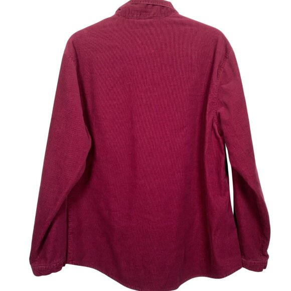 Bobbie Brooks Shirt XL Button Up Embroidered Leaf Leaves Maroon Corduroy Nature - Picture 4 of 10